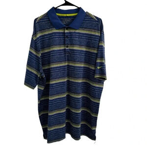 Nike Tour Performance Polo Shirt Size XL Blue Stripes Sports Athletic Outdoors